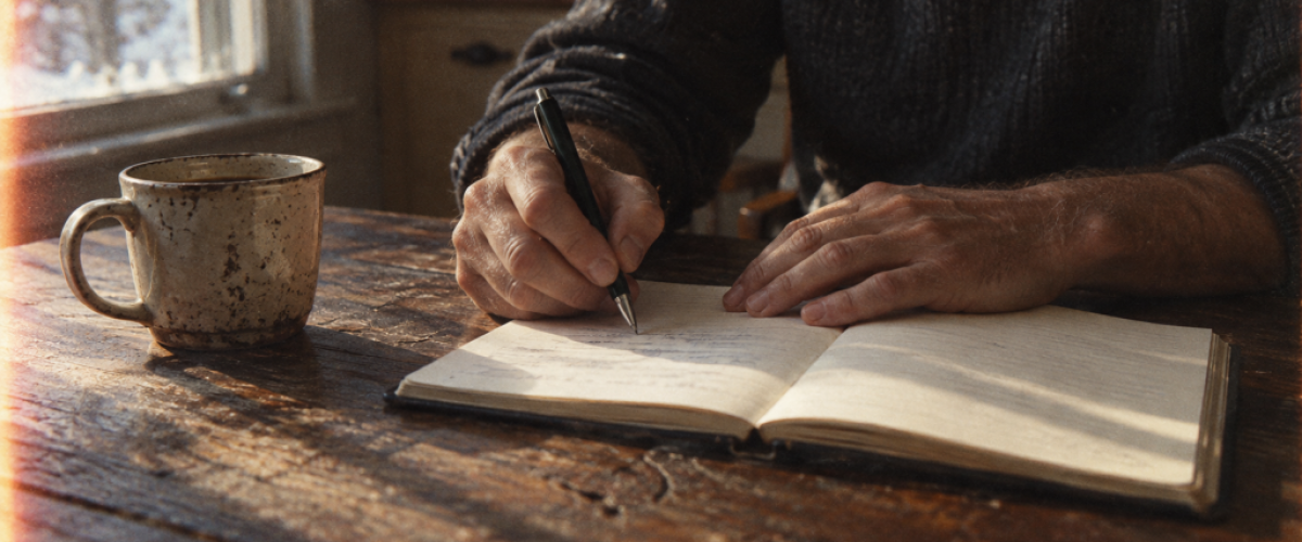 man creating a personal inventory at his desk