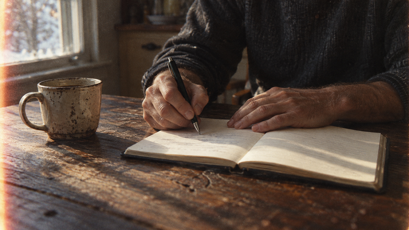 man creating a personal inventory at his desk