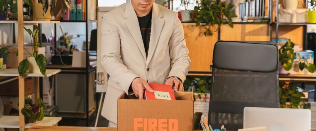 man loses job
