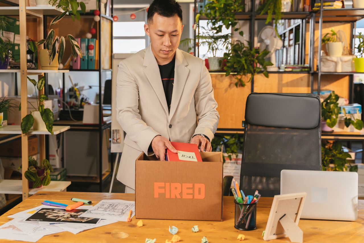 man loses job
